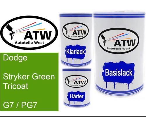 Dodge, Stryker Green Tricoat, G7 / PG7: 500ml Lackdose + 500ml Klarlack + 250ml Härter - Set, von ATW Autoteile West.